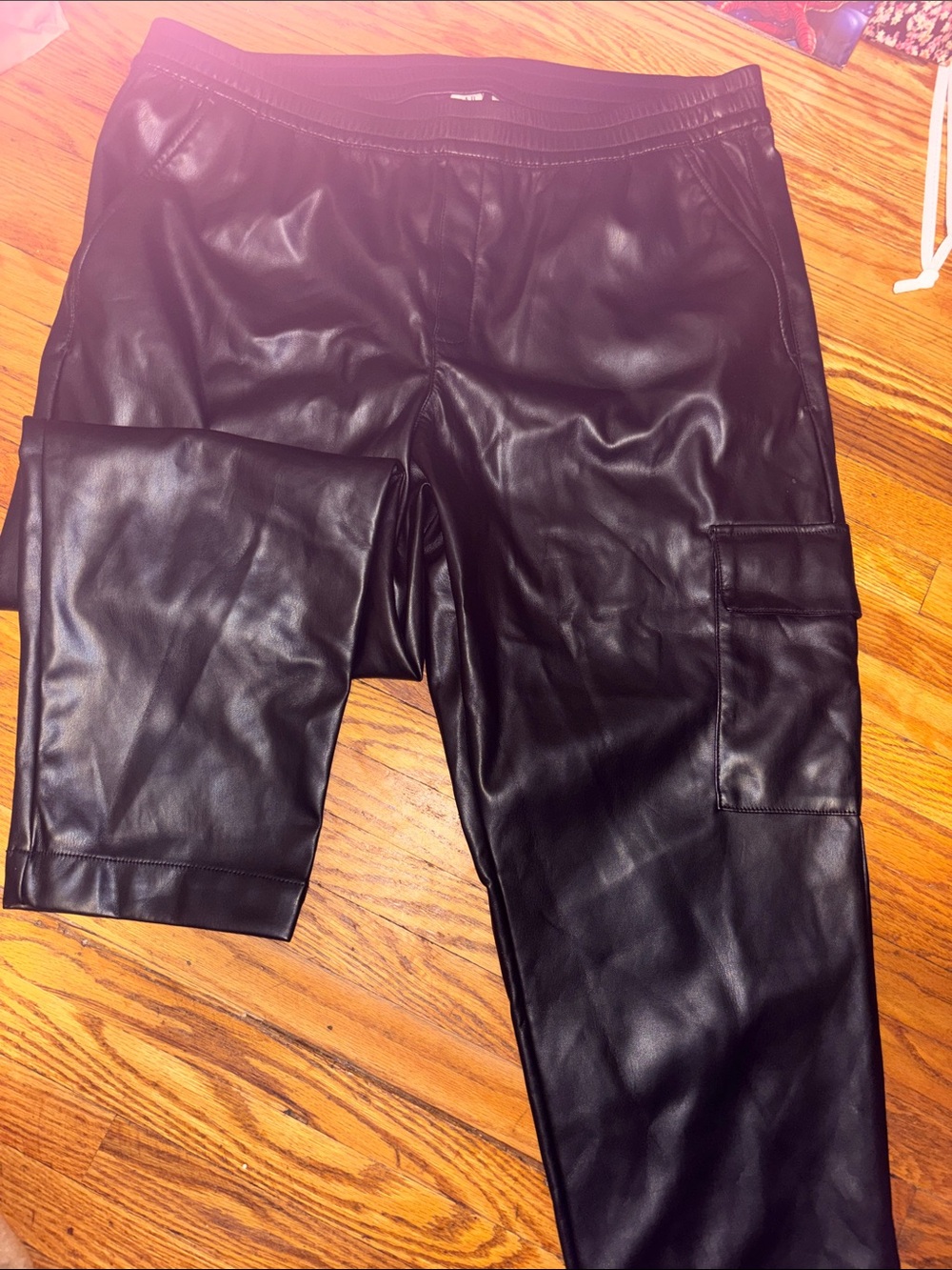 Gap Black Faux Leather Cargo Pants